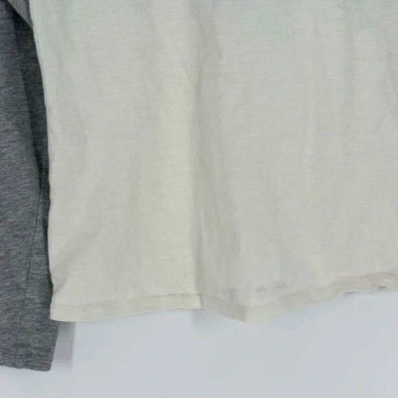 Boden Stripe Raglan Long Sleeve Baseball Tee in Off White/Grey/Rainbow | Medium - Picture 5 of 5